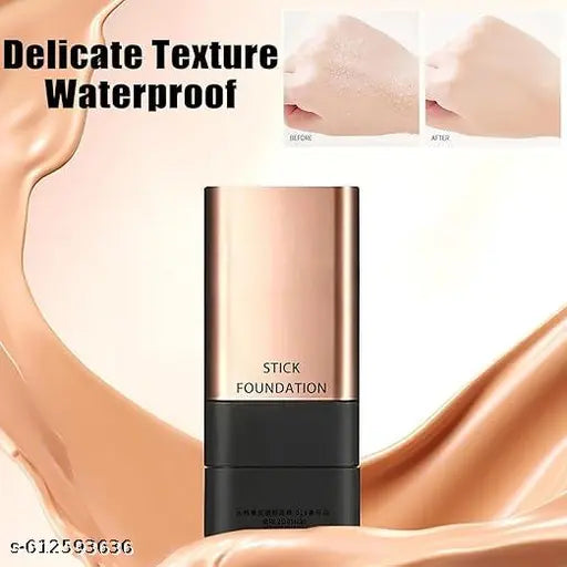 2 in 1 Korean Anti-Wrinkle Foudation Stick, Flawless Eraser Foundation stick with Brush, Double Head Face Make Up, Multi-Use Waterproof Traceless Long-Lasting Repair