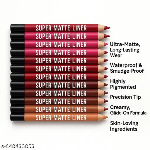 Trending Colour Rendering & Waterproof Long Wearing Smooth Lip & Eye Liner For Woman & Girls Pack of 12