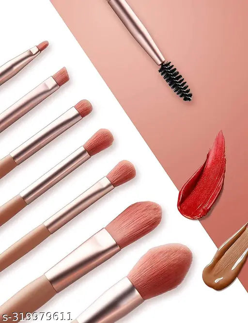 Makeup Brush Set for Foundation, Blush, Eye shadow, Eyelash, Lip and Brow, Portable Mini Makeup Brush Set 8 PCS (Multi Color)