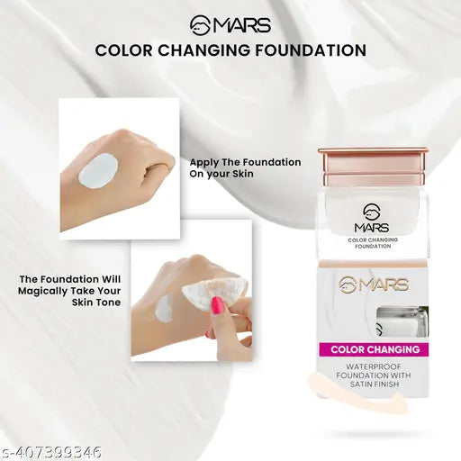 MARS Color Changing Water proof Satin Finish Liquid Foundation (White, 20 ml)