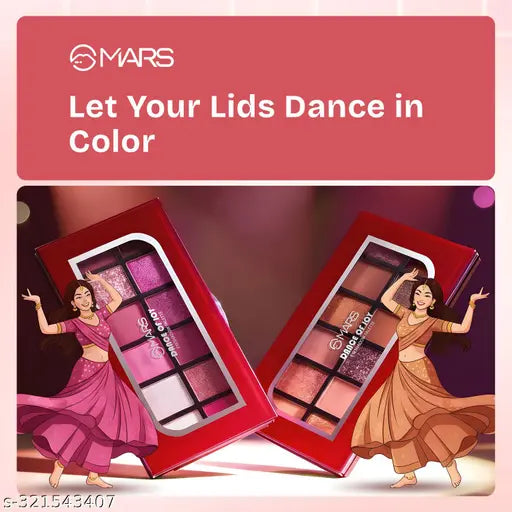 MARS 12 Shades Dance of Joy Eyeshadow Palette | Highly Pigmented and Blendable | Multicolor | Matte and Shimmer Finish -Multicolor (13.2g) (Shade-02) Korean