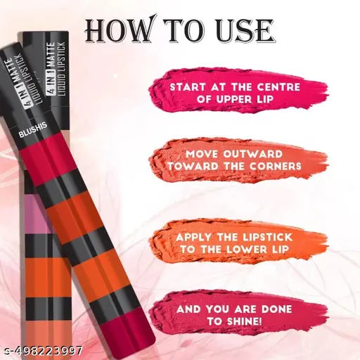 Professional Fab 4 in 1 Super Stay Matte Finish Liquid Lip Colors