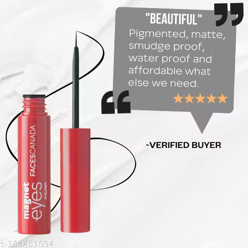 FACES CANADA Magneteyes Eyeliner - Black, 3.5ml | Intense Matte Finish | Quick Drying | 24HR Long Lasting | Fine Tip For Precise Smooth Application | Almond Oil Enriched | Waterproof | Smudgeproof