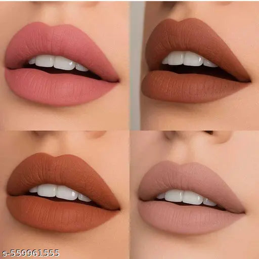 Everyday Nude Lipstick Combo | 4-in-1 Mini Matte Liquid Set( pack of 1)