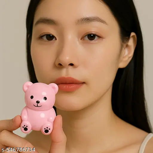 Pack of 4 Korean Cute Lip Gloss Combo Set of 4 – Ice Cream-Shaped, Candy-Shaped, Teddy Bear Keychain & Mini Jar | Natural Oil Lip Gloss Gift Pack for Girls with Jojoba, Coconut & Avocado Oils