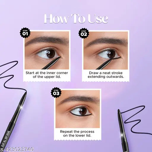 Hilary Rhoda Slay All Day Kajal | Retractable & Long Lasting Kajal | Matte Finish | Highly Pigmented Kajal | Transfer-Proof Kajal | Smudge-Proof Kajal