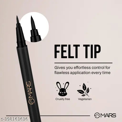 Mars City Strokes Charming Eyes Liquid Eyeliner Smooth Glide Long-lasting 1 ml (Black)