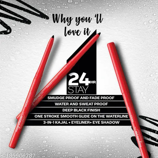 FACES CANADA Magneteyes Kajal - Black, 0.35g | 24 Hr Long Stay | One Stroke Smooth Glide | Waterproof, Smudgeproof & Fadeproof | Deep Matte Finish | Enriched With Almond Oil & Vitamin E