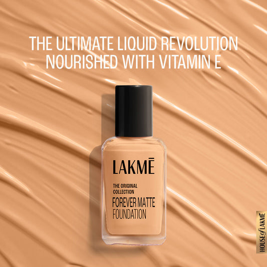 Lakme Forever Matte Foundation For Superior Coverage, Vitamin E, Lightweight & Water-Resist , Beige