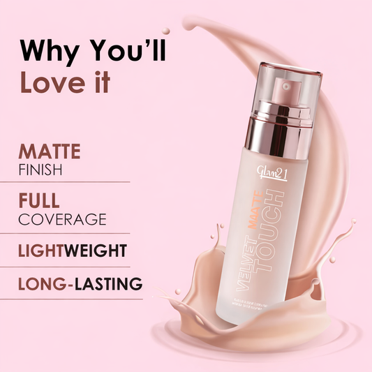 Glam21 Velvet Touch Silk Foundation – High Coverage Shade Beige