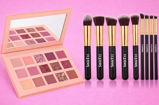 Smietrz nude edition eye-shadow palette with 10pc soft makeup brushes