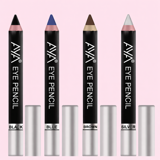 AYA Eye Pencil for Kajal-Eyeliner - set of 4 (Black,Blue,Brown,Silver)