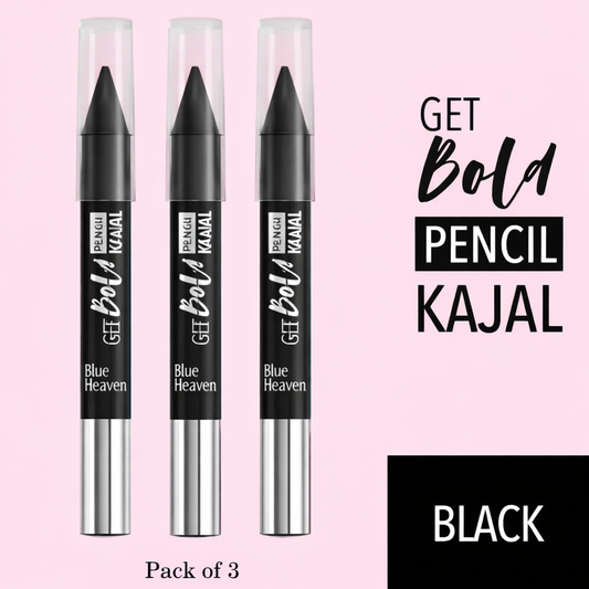 Blue Heaven Get Bold Kajal Pencil 3.2G Black (Pack of 3)