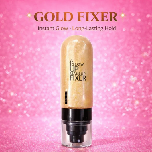 Gold Glow Up Makeup Fixer  Instant Glow & Long-Lasting Hold Setting Spray Shimmer Finish
