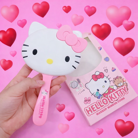 Kawaii Hello Kitty Handheld Makeup Mirror Comb