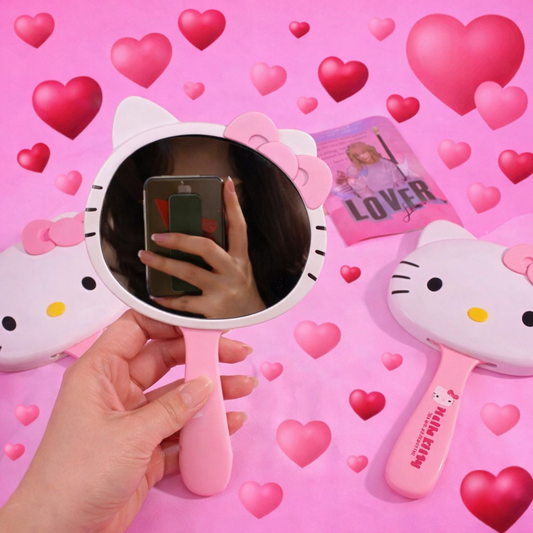 Kawaii Hello Kitty Handheld Makeup Mirror Comb